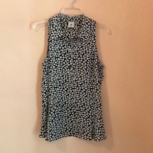 CAbi Befriend Top (Item 5733). Black and White floral print.